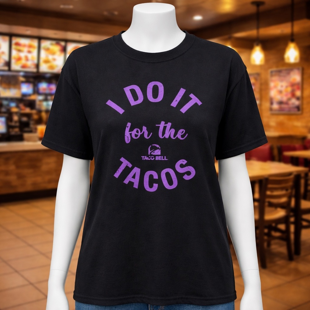 Taco Bell “I Do It for the Tacos”  Black T-Shirt Unisex XL  Rare
